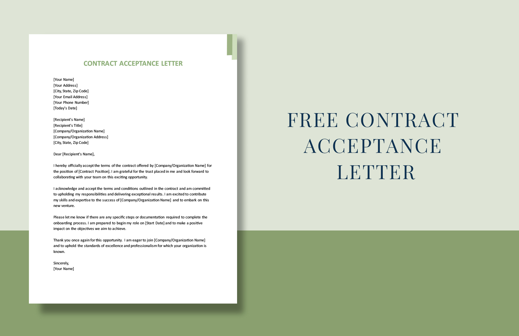 Contract Acceptance Letter