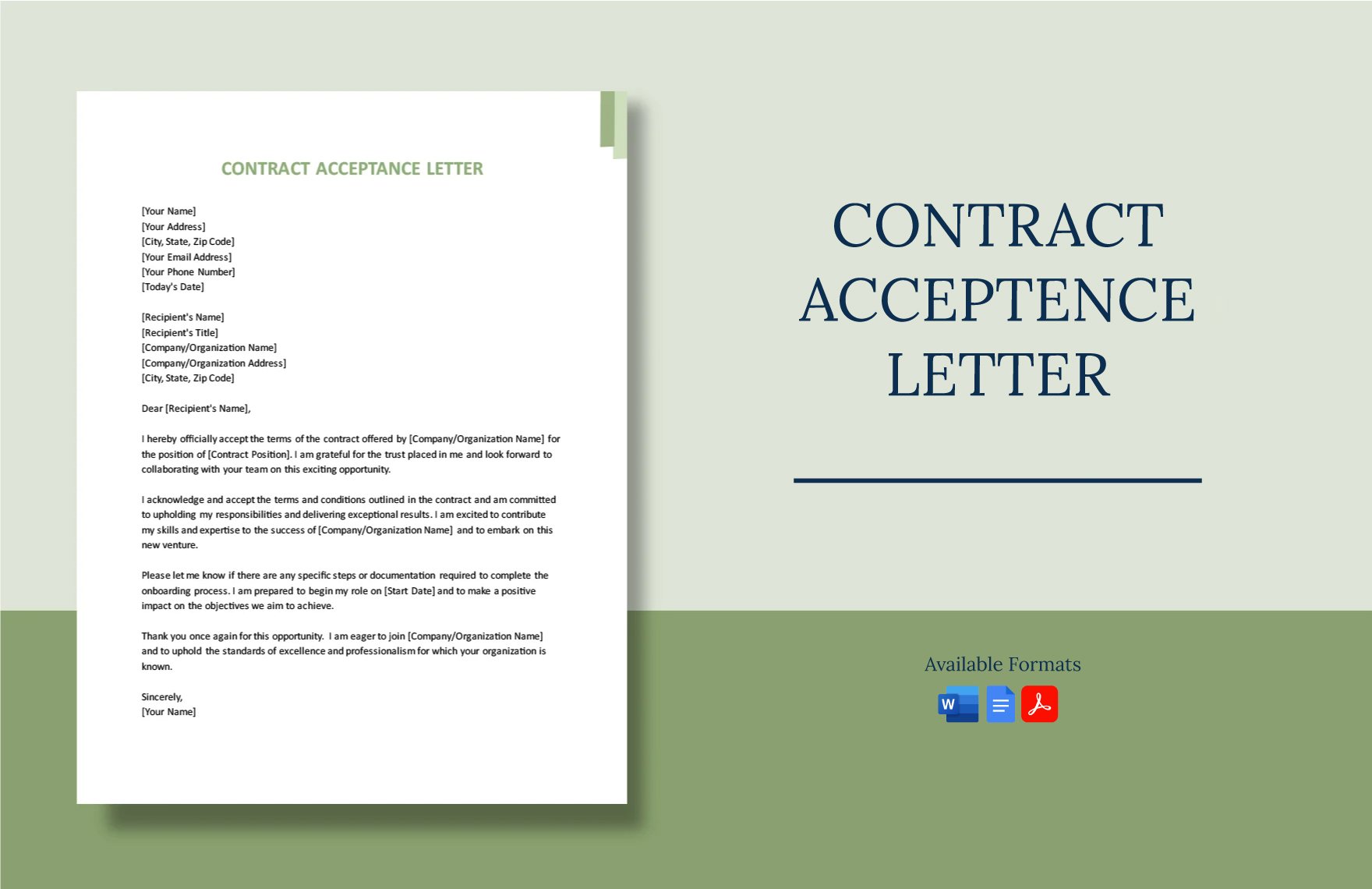 Contract Acceptance Letter in Word, Google Docs, PDF