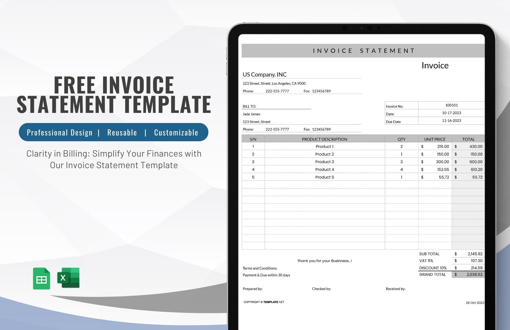 Invoice Statement Template