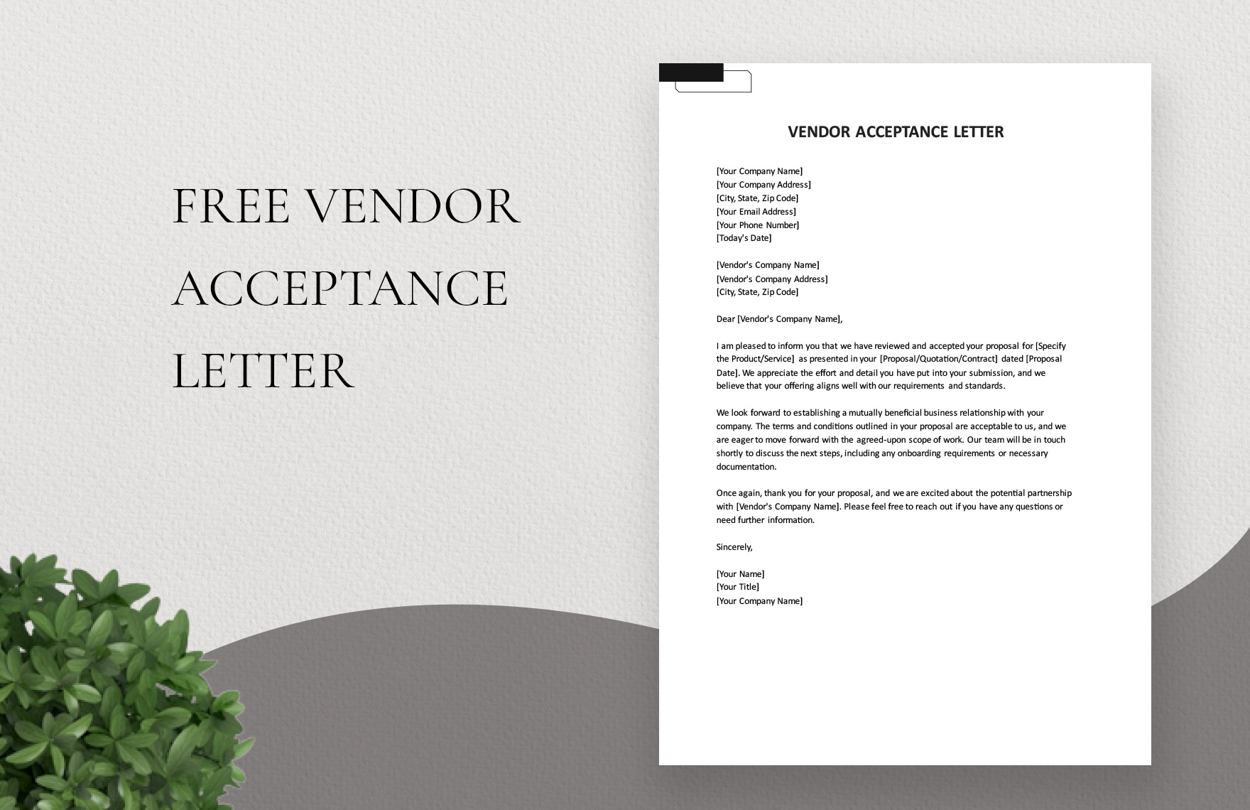 Vendor Acceptance Letter