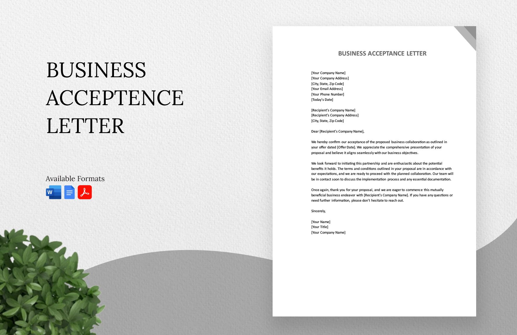 Business Acceptance Letter in Word, Google Docs, PDF