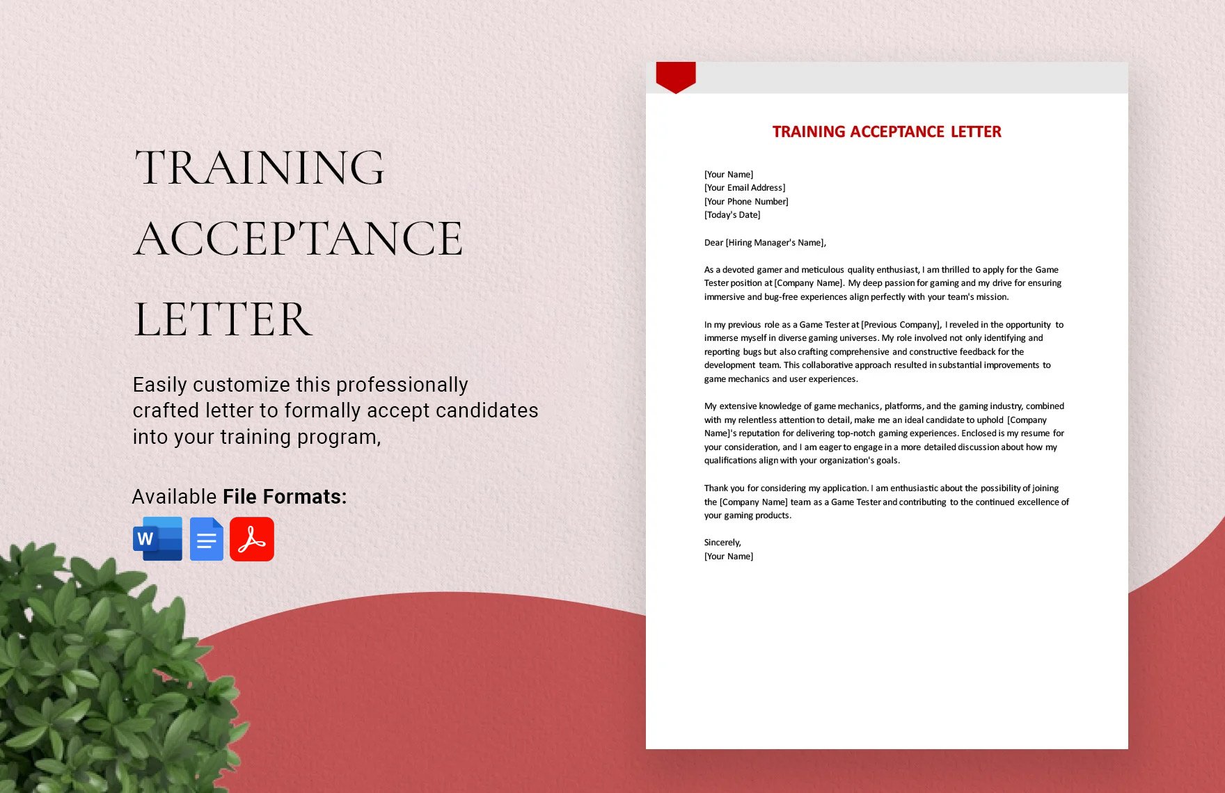 Training Acceptance Letter in Word, Google Docs, PDF