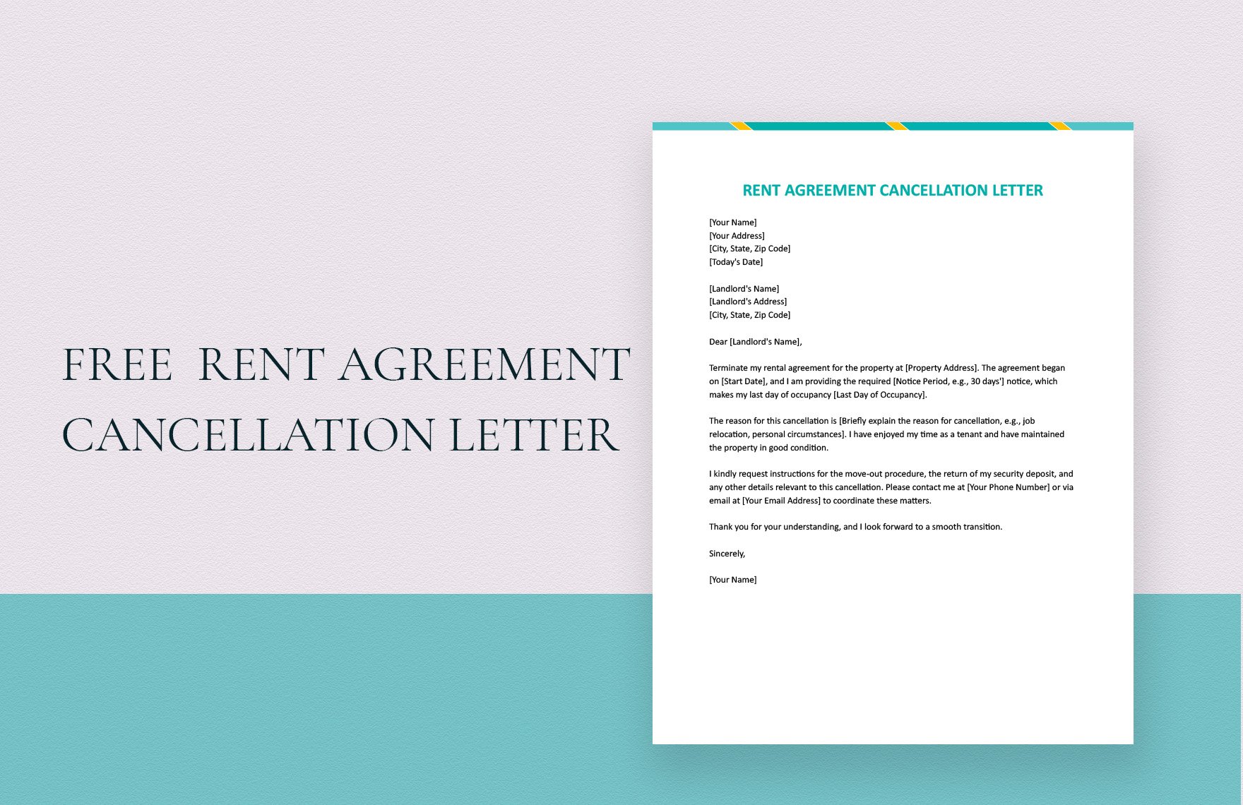 Rent Agreement Cancellation Letter in Word, Google Docs