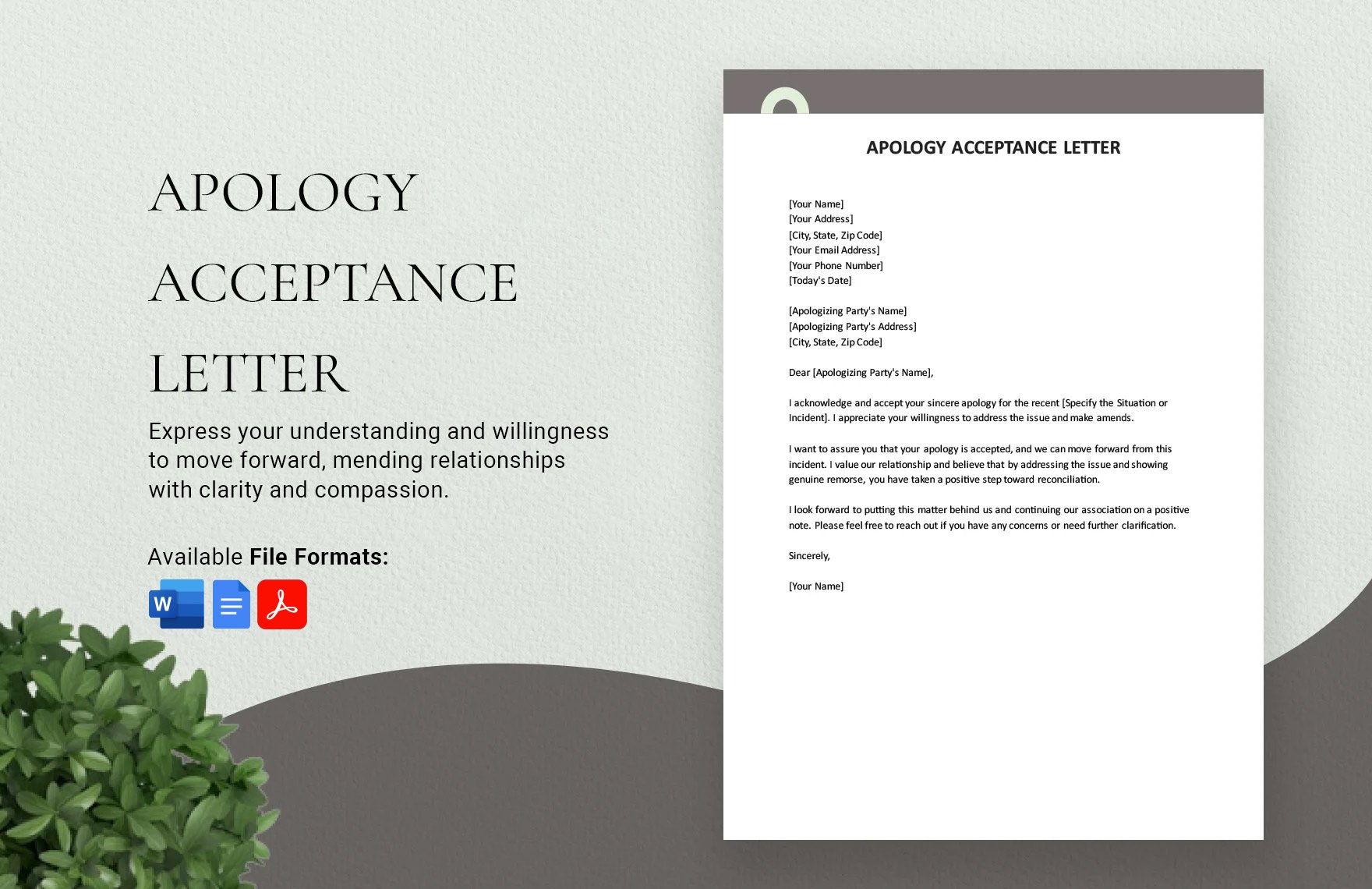 Apology Acceptance Letter