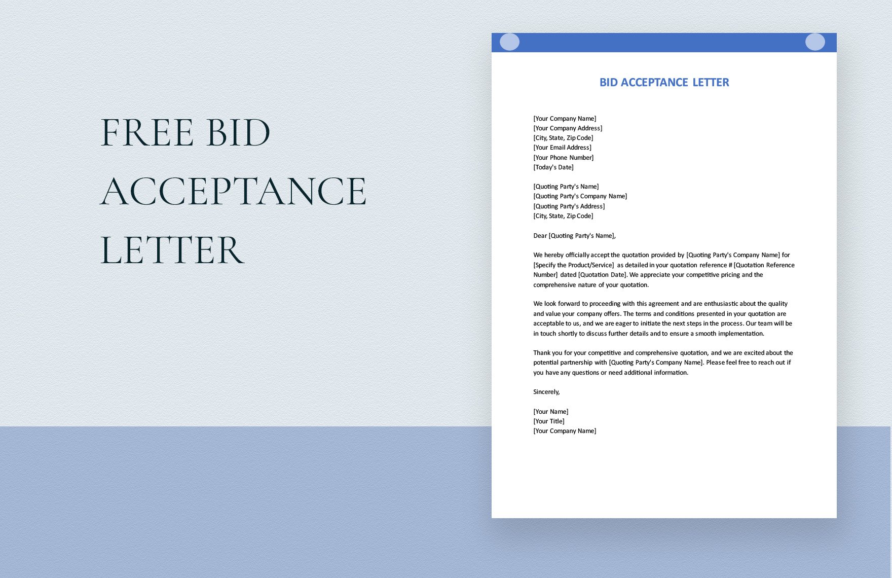 Bid Acceptance Letter