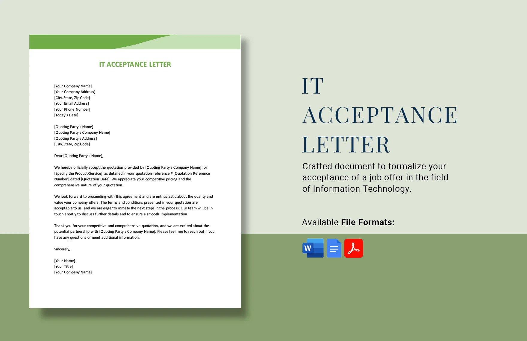 It Acceptance Letter in Word, Google Docs, PDF