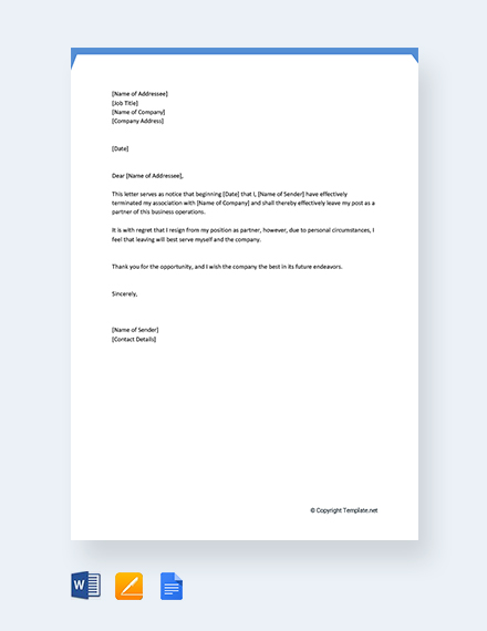 FREE Partnership Termination Letter Template - Word | Google Docs ...