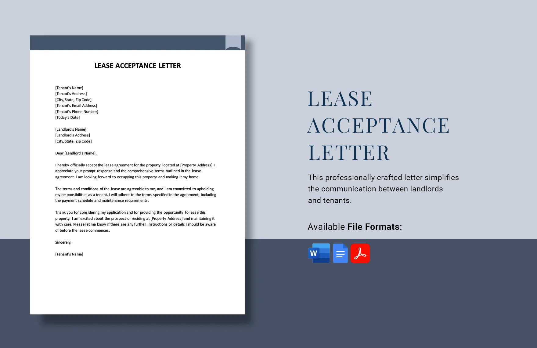 Lease Acceptance Letter in Word, Google Docs, PDF