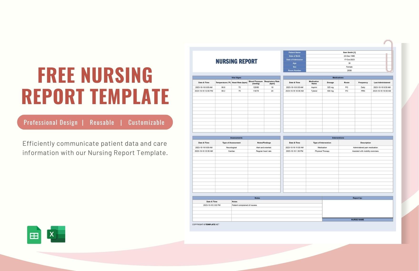 Nursing Report Template