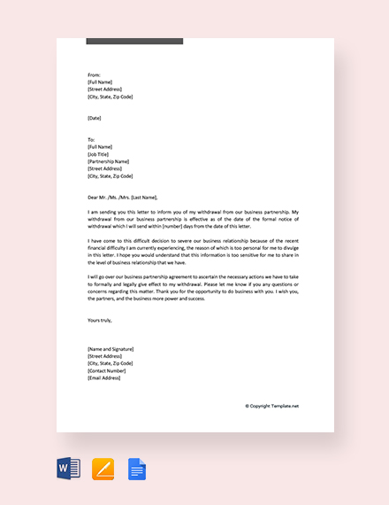 FREE Partnership Termination Letter Template - Word | Google Docs ...