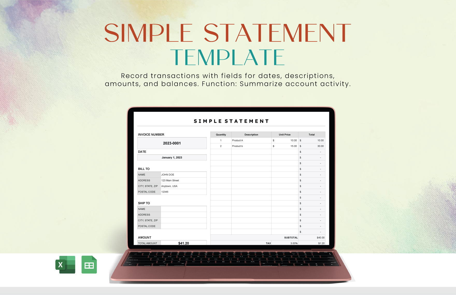 Simple Statement Template