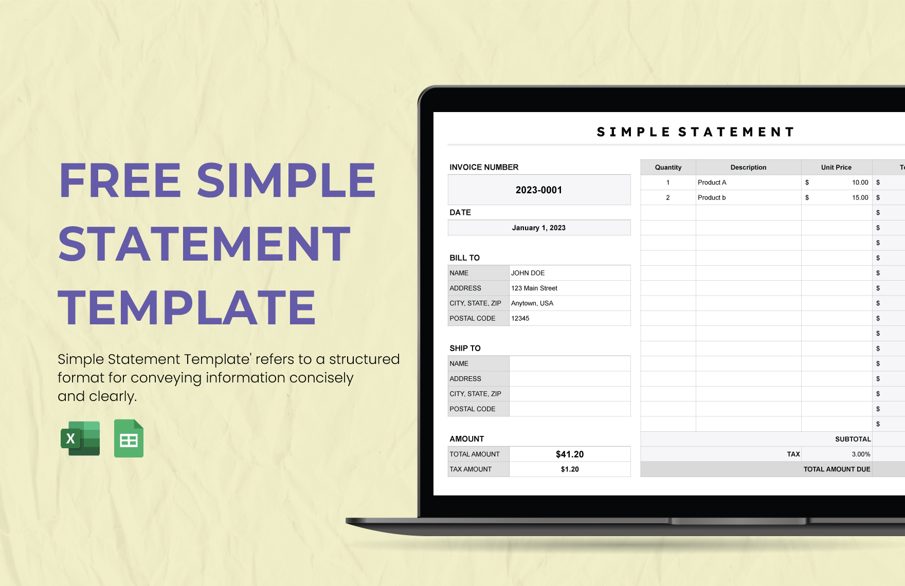 Simple Statement Template