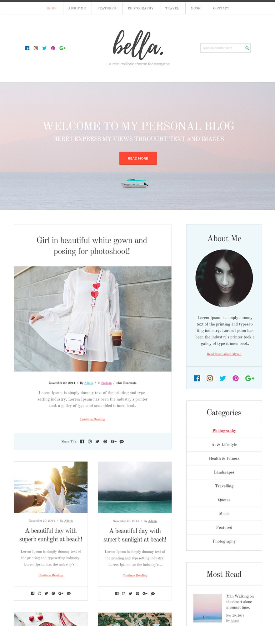 Personal Blog WordPress Theme Template