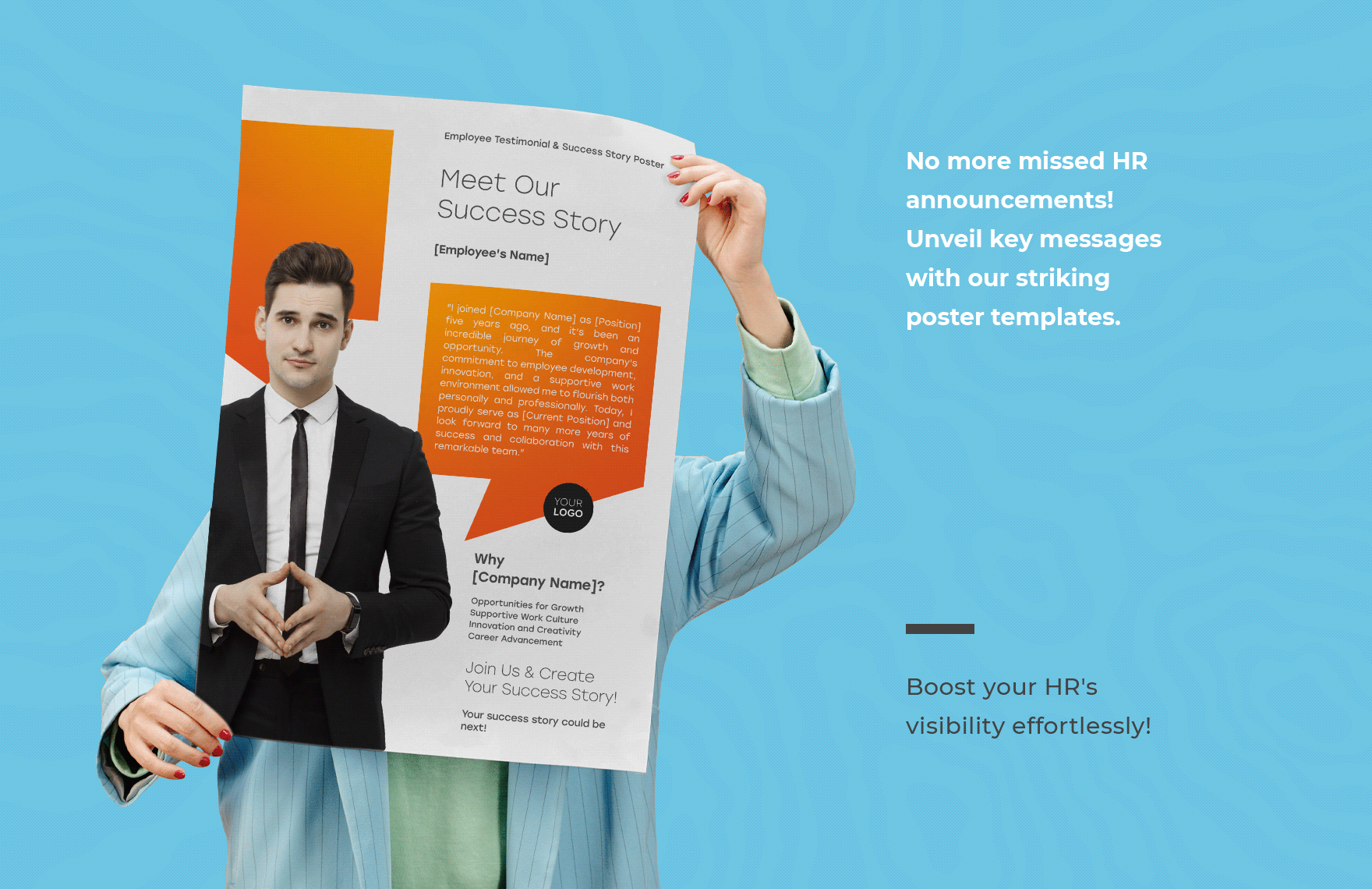 Employee Testimonial and Success Story Poster HR Template