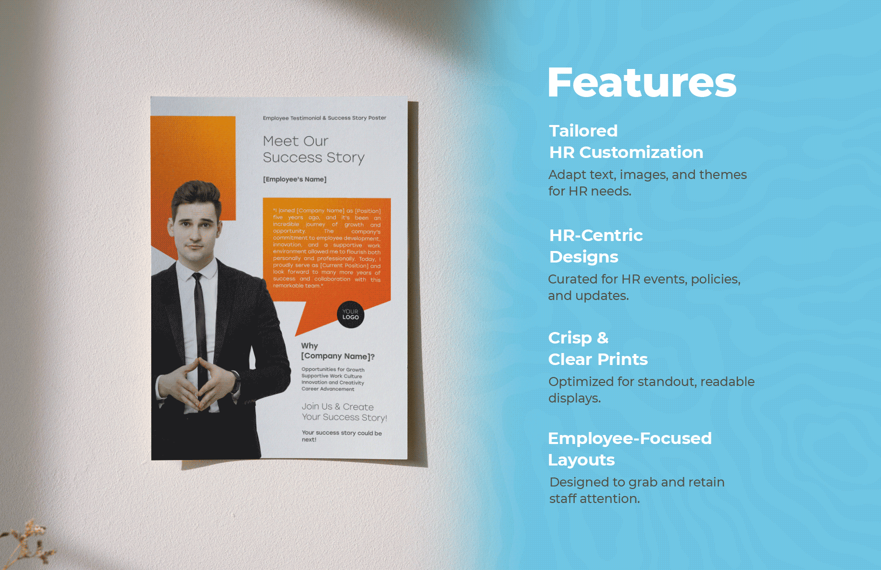 Employee Testimonial and Success Story Poster HR Template