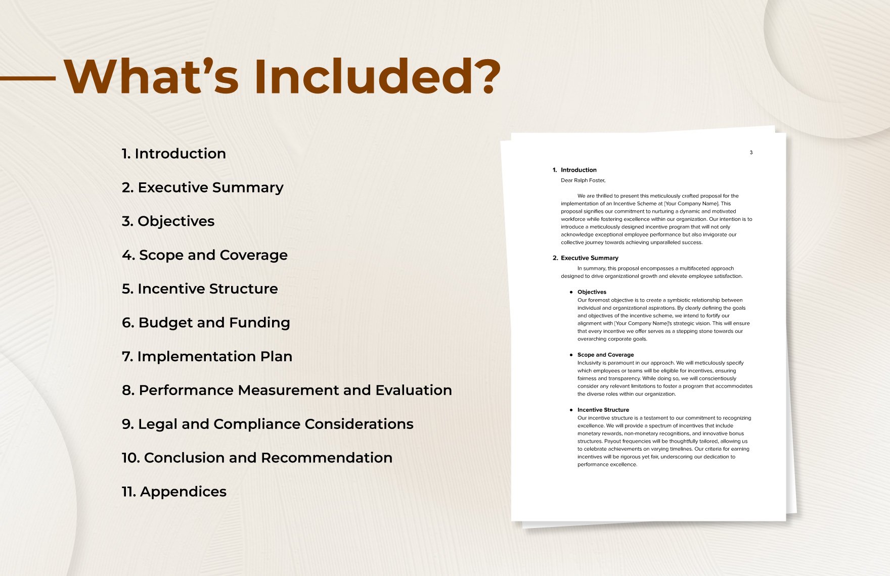 Detailed Incentive Scheme Proposal HR Template