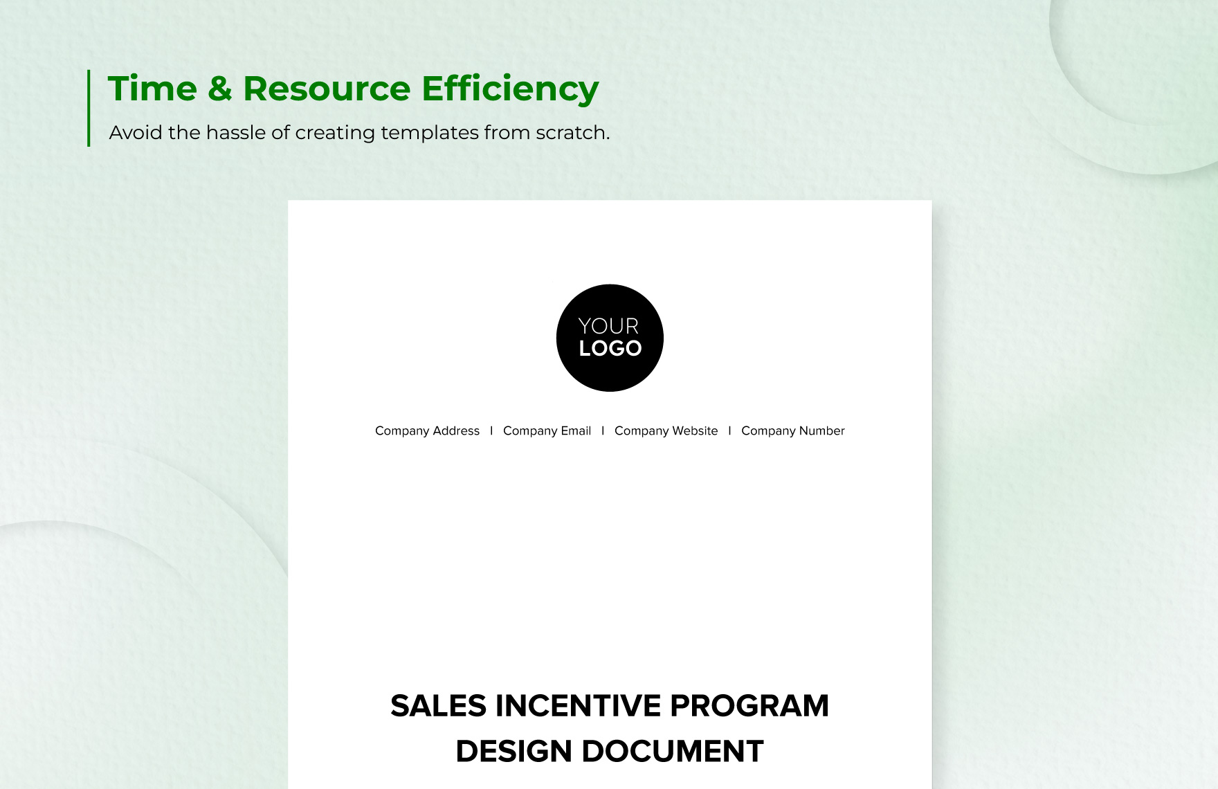 Sales Incentive Program Design Document HR Template