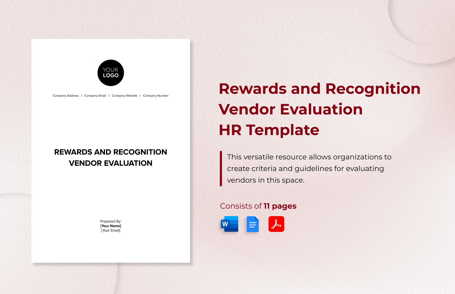 Rewards and Recognition Vendor Evaluation Criteria HR Template