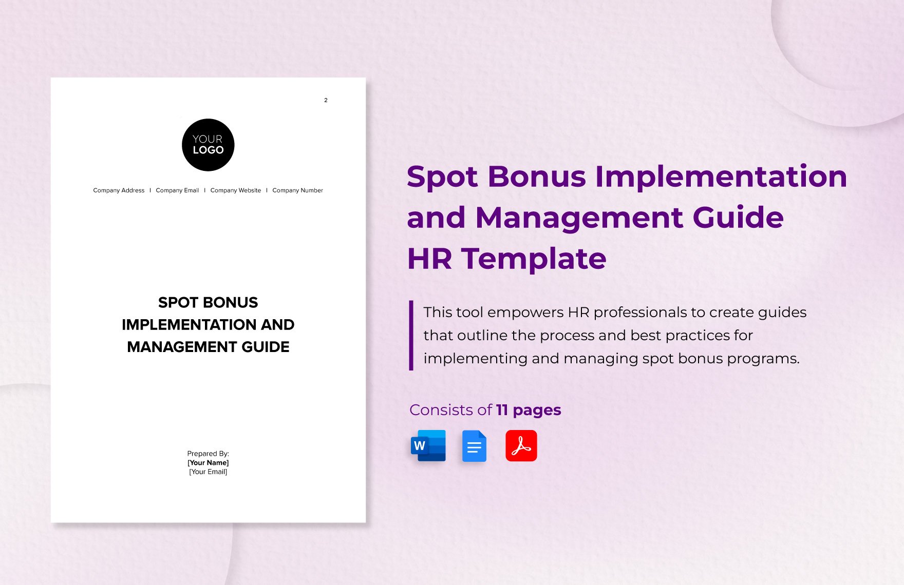 Spot Bonus Implementation and Management Guide HR Template in Word, Google Docs, PDF