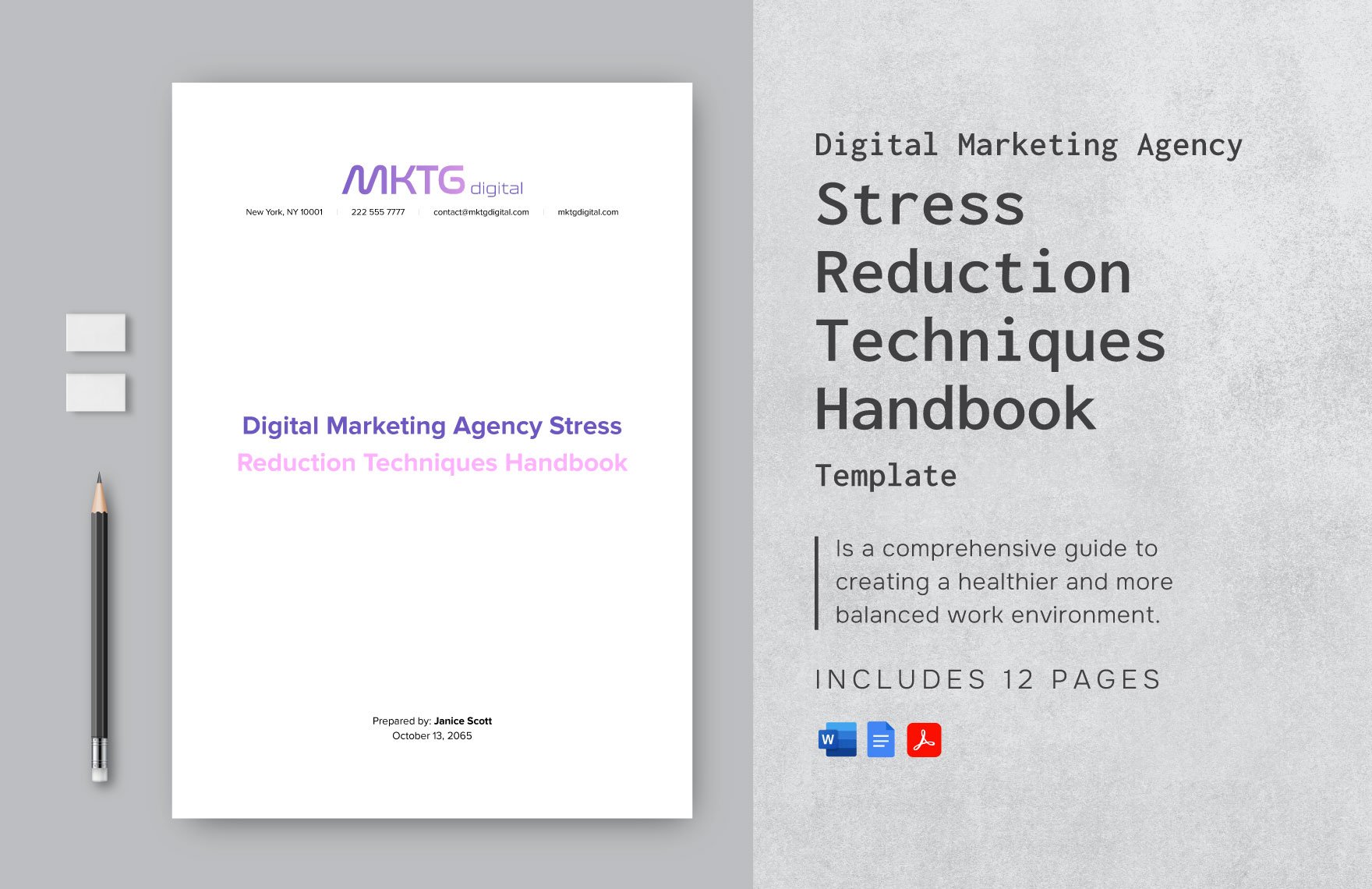 Digital Marketing Agency Stress Reduction Techniques Handbook Template