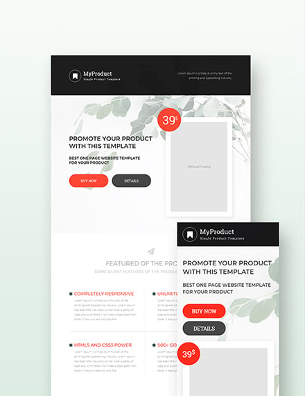 FREE single Product E commerce HTML5/CSS3 Website Template: Download