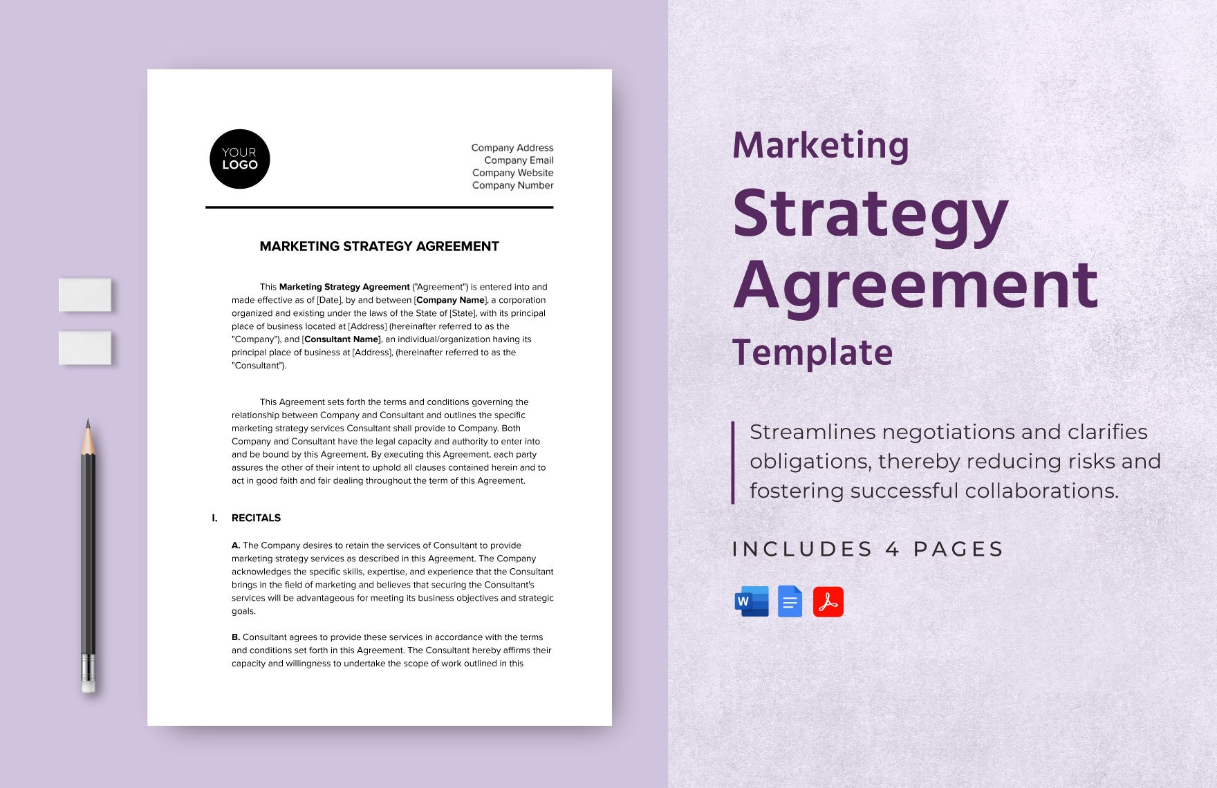 Marketing Strategy Agreement Template in Word, Google Docs, PDF