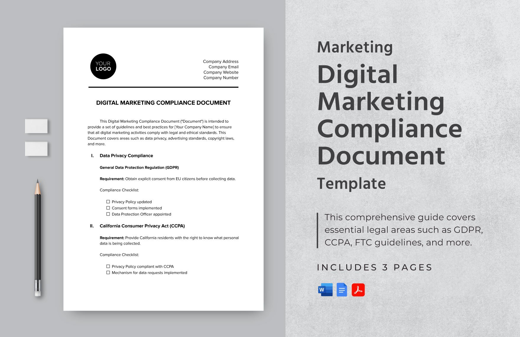 Marketing Digital Marketing Compliance Document Template