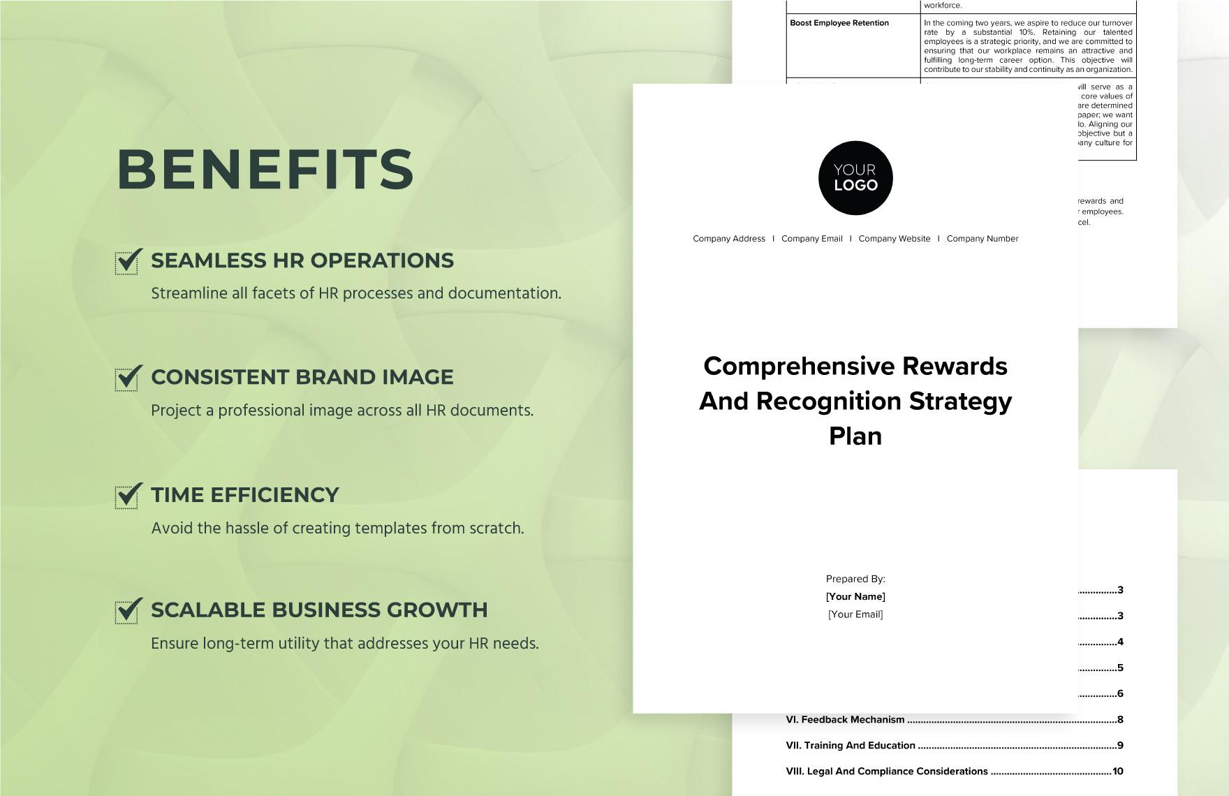 Comprehensive Rewards and Recognition Strategy Plan HR Template