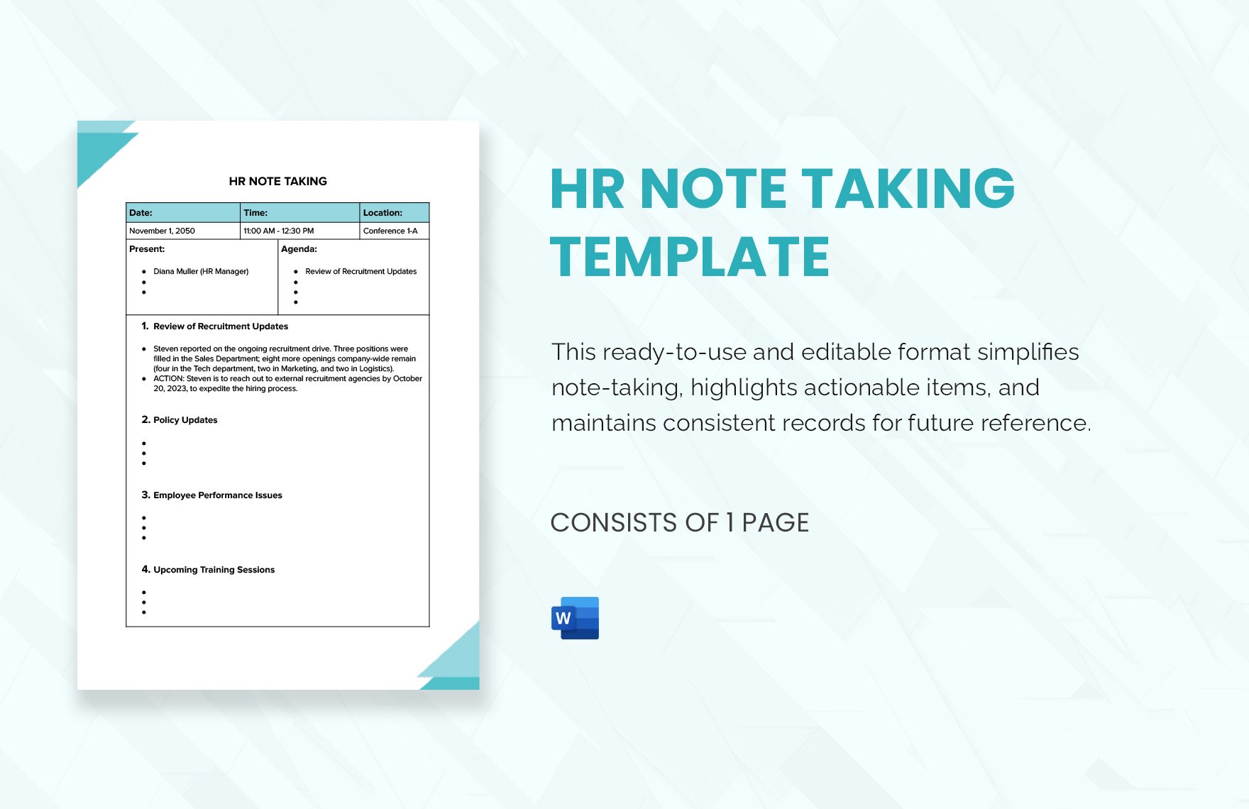 Free HR Note Taking Template in Word, PDF