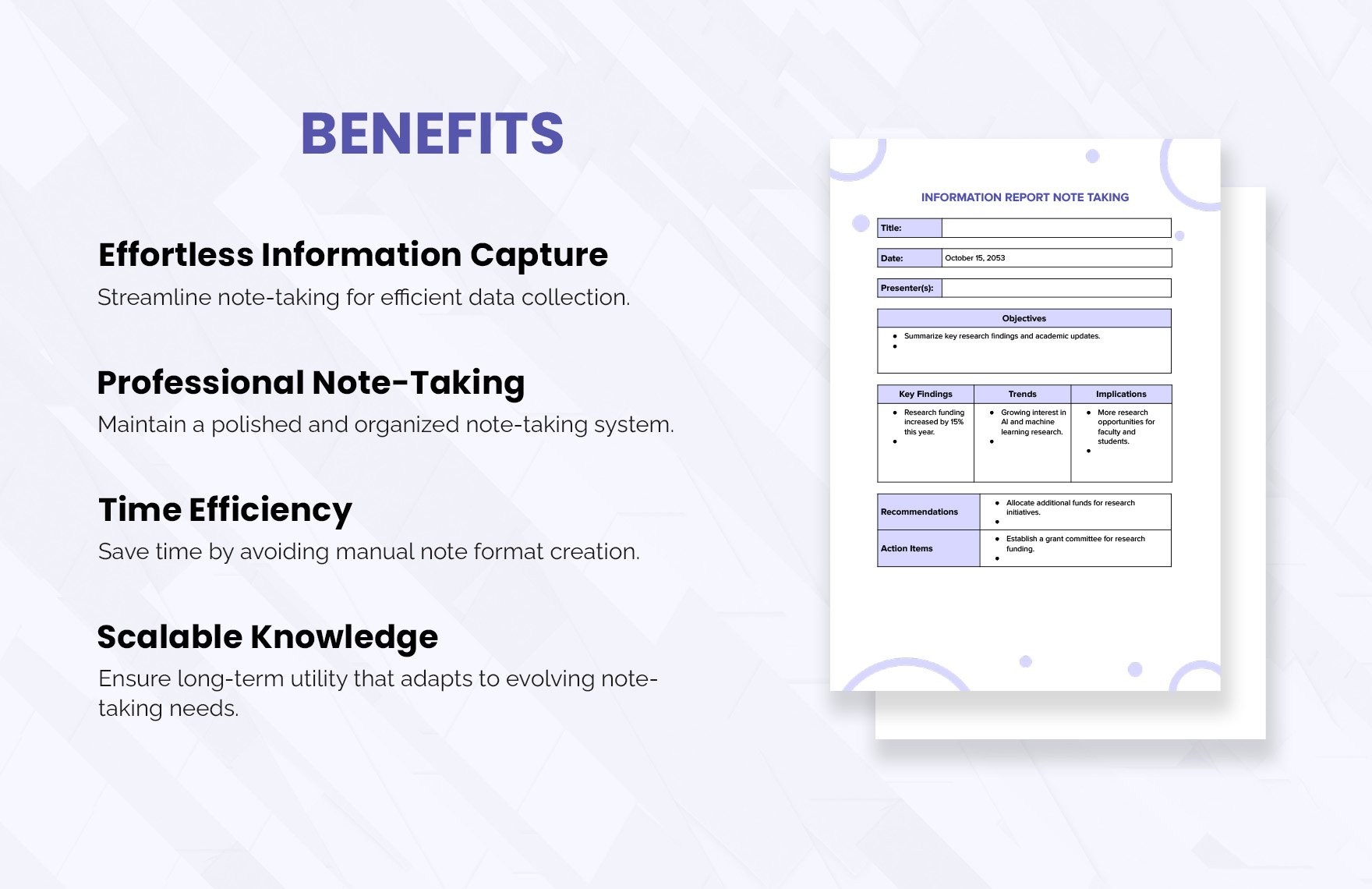 Information Report Note Taking Template