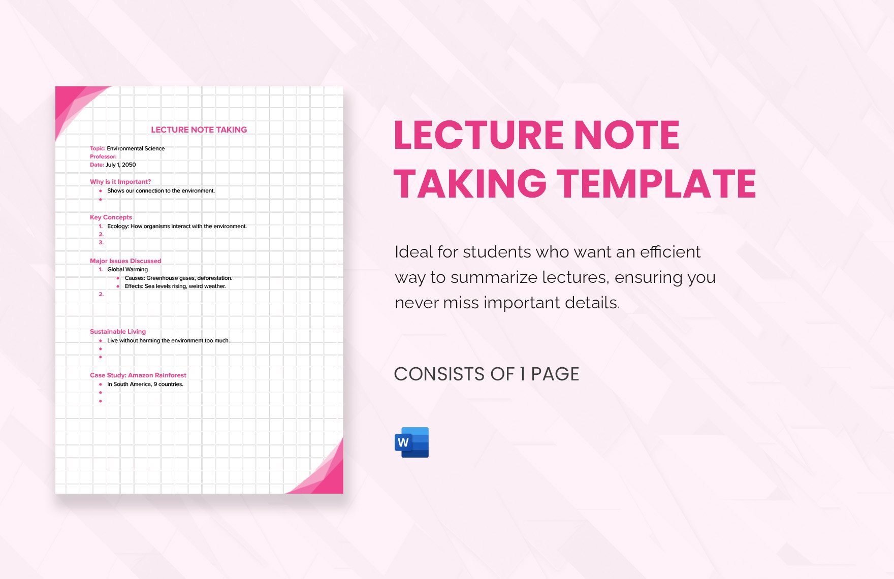 Free Lecture Note Taking Template in Word, PDF
