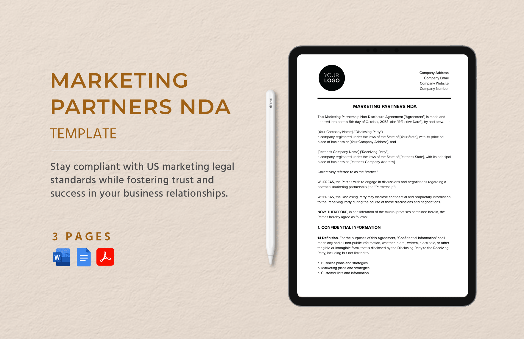 Marketing Partners NDA Template in Word, Google Docs, PDF