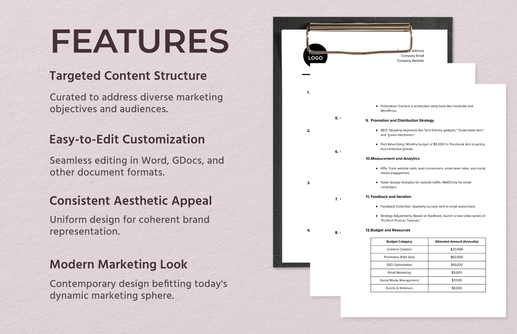 Marketing Content Strategy Outline Template
