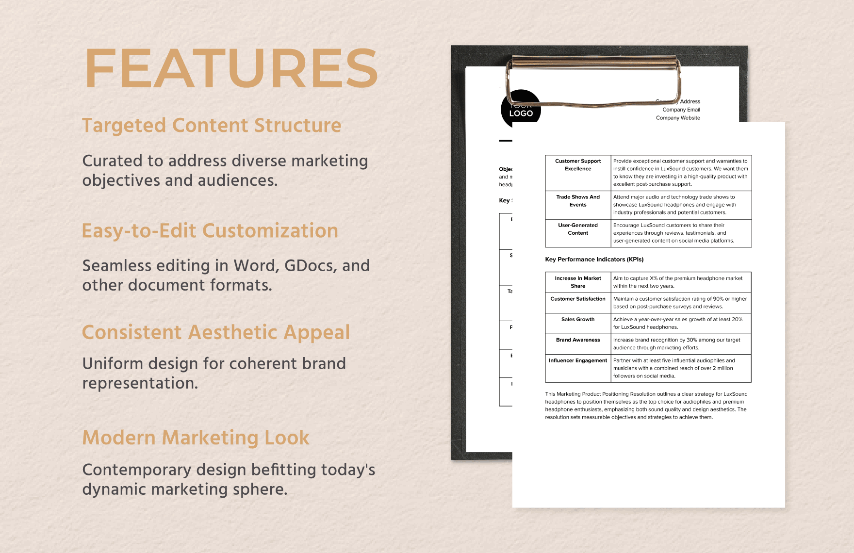 Marketing Product Positioning Resolution Template
