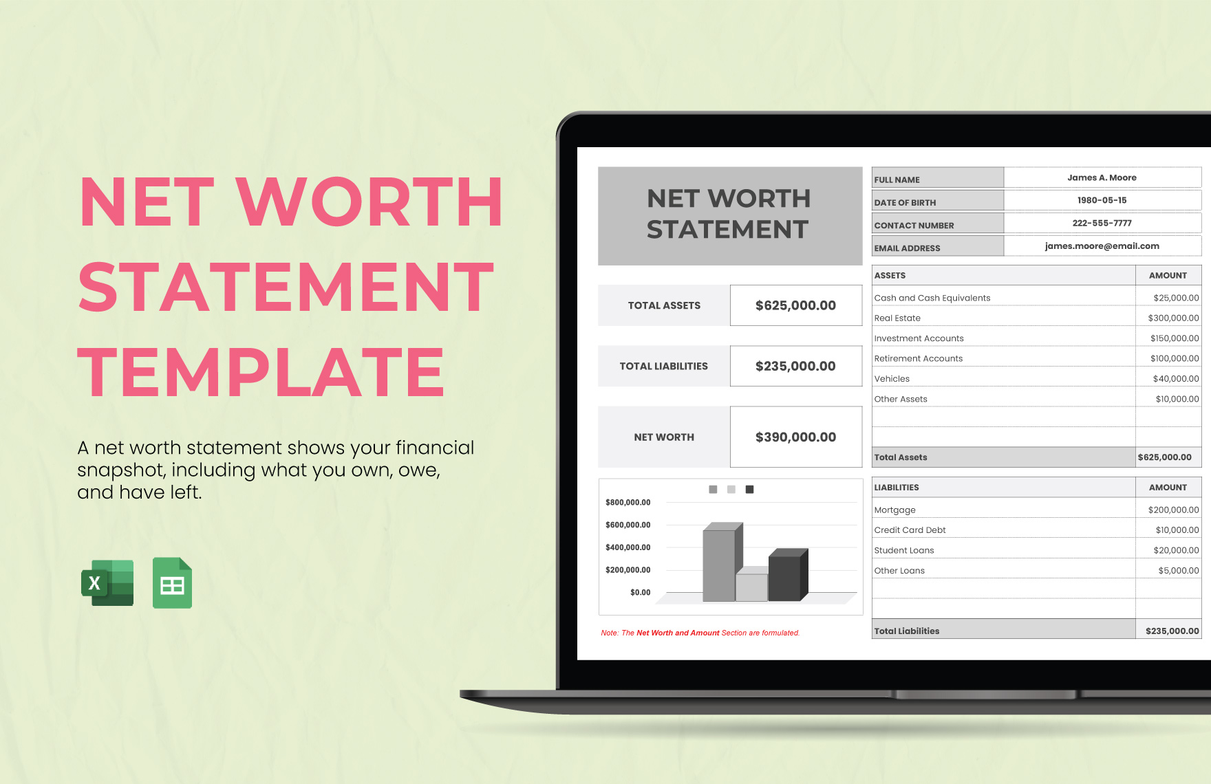 Free Editable Net Worth Templates In Excel To Download