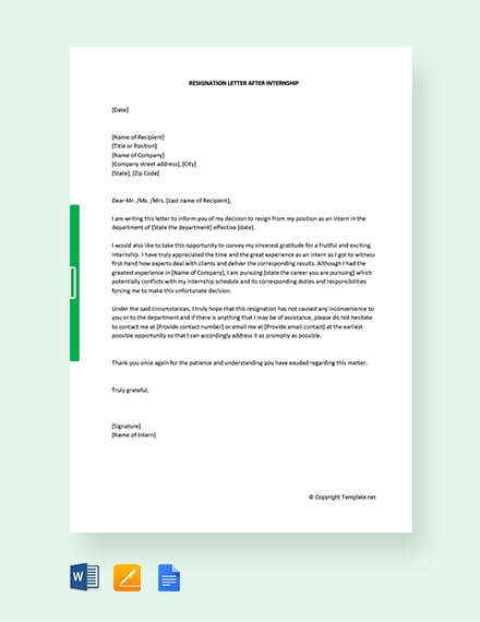 Resignation Letter Template Google Docs
