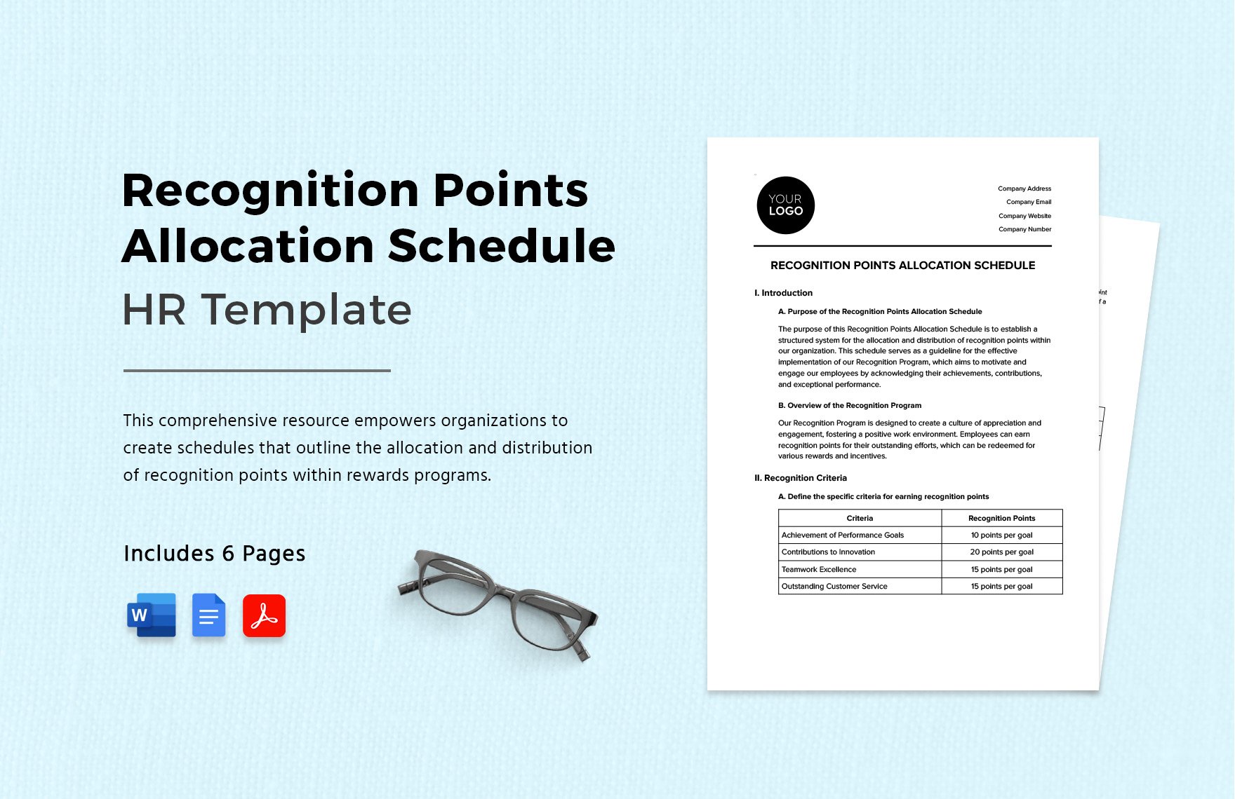 Recognition Points Allocation Schedule HR Template