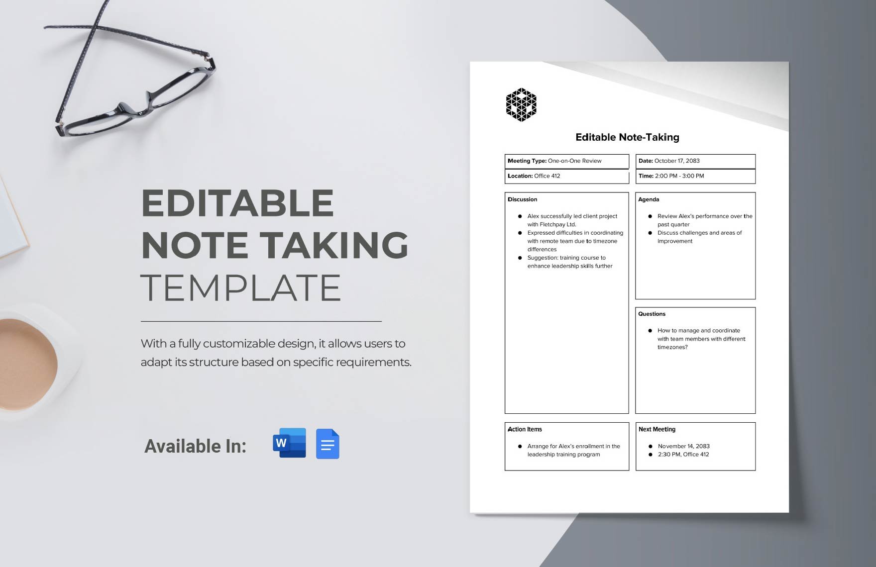 Editable Note Taking Template 