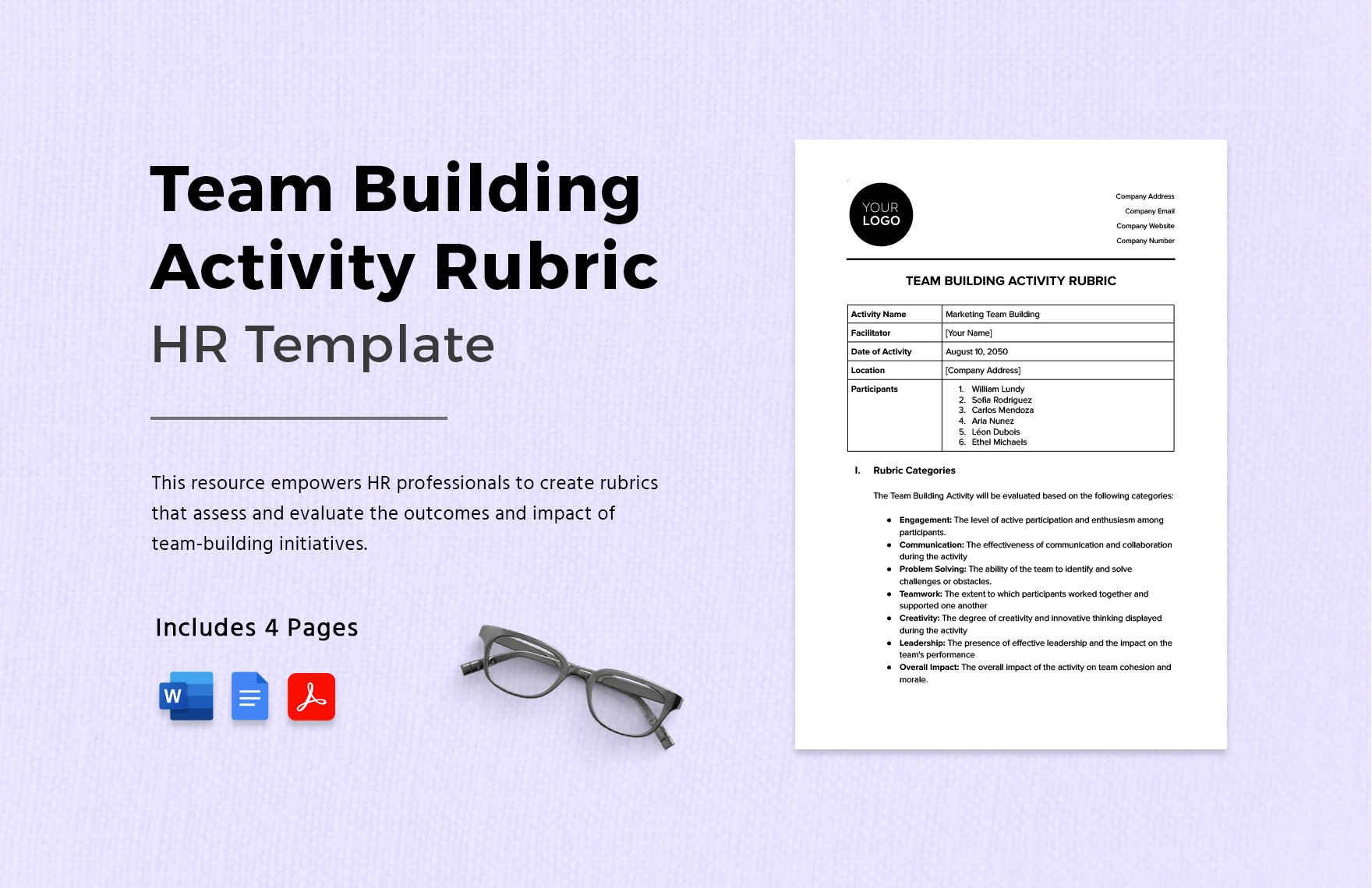 Team Building Activity Rubric HR Template