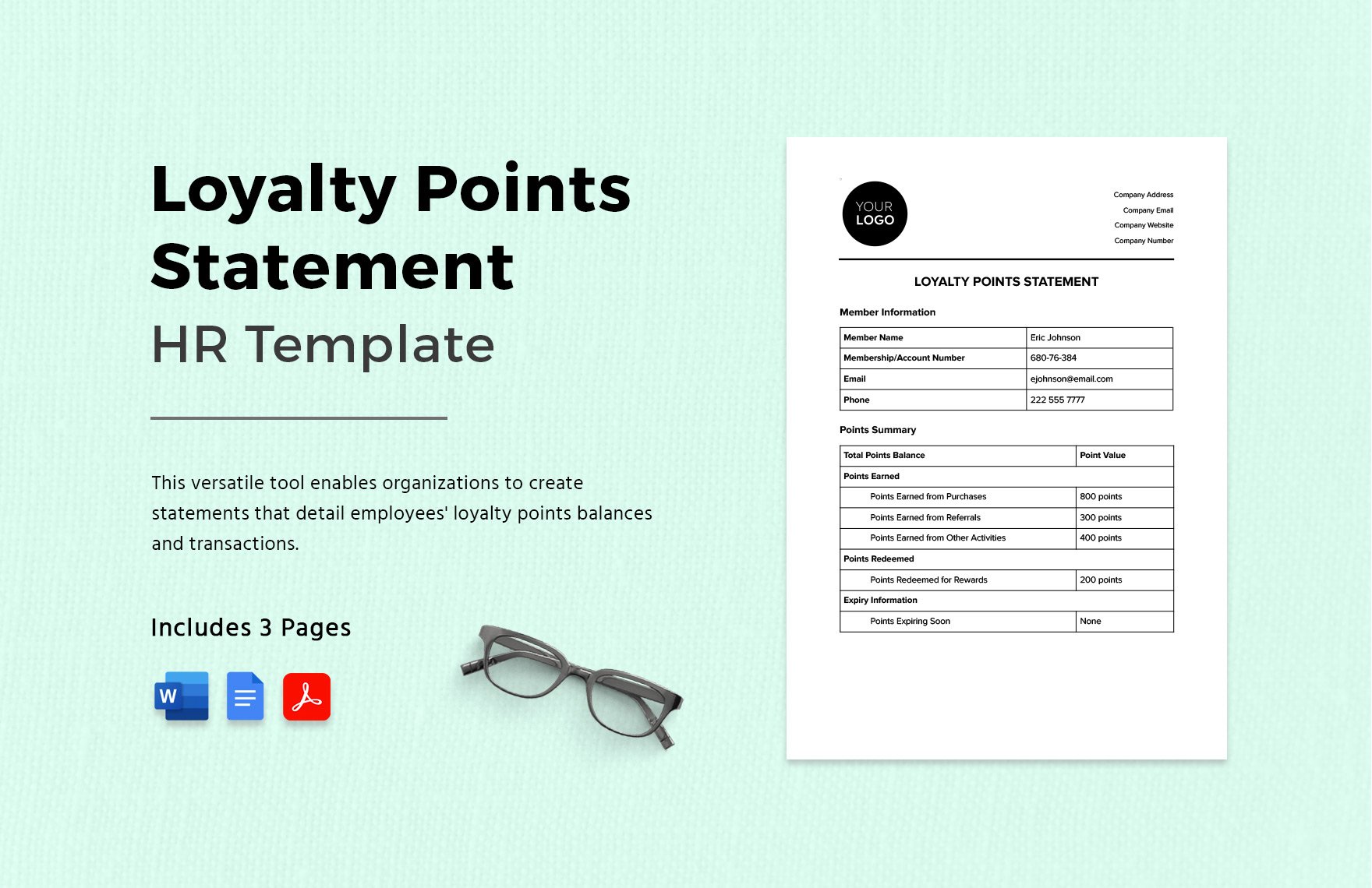 Loyalty Points Statement HR Template in Word, Google Docs, PDF