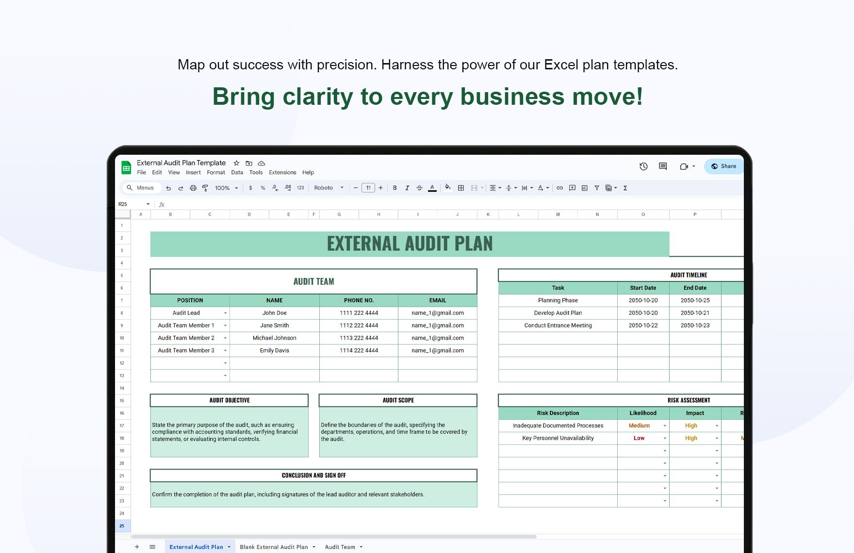 External Audit Plan Template in Excel, Google Sheets - Download ...
