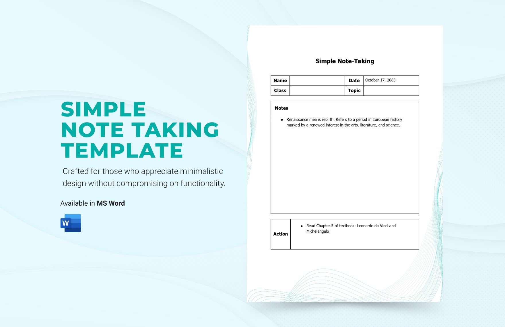 Free Simple Note Taking Template in Word, PDF