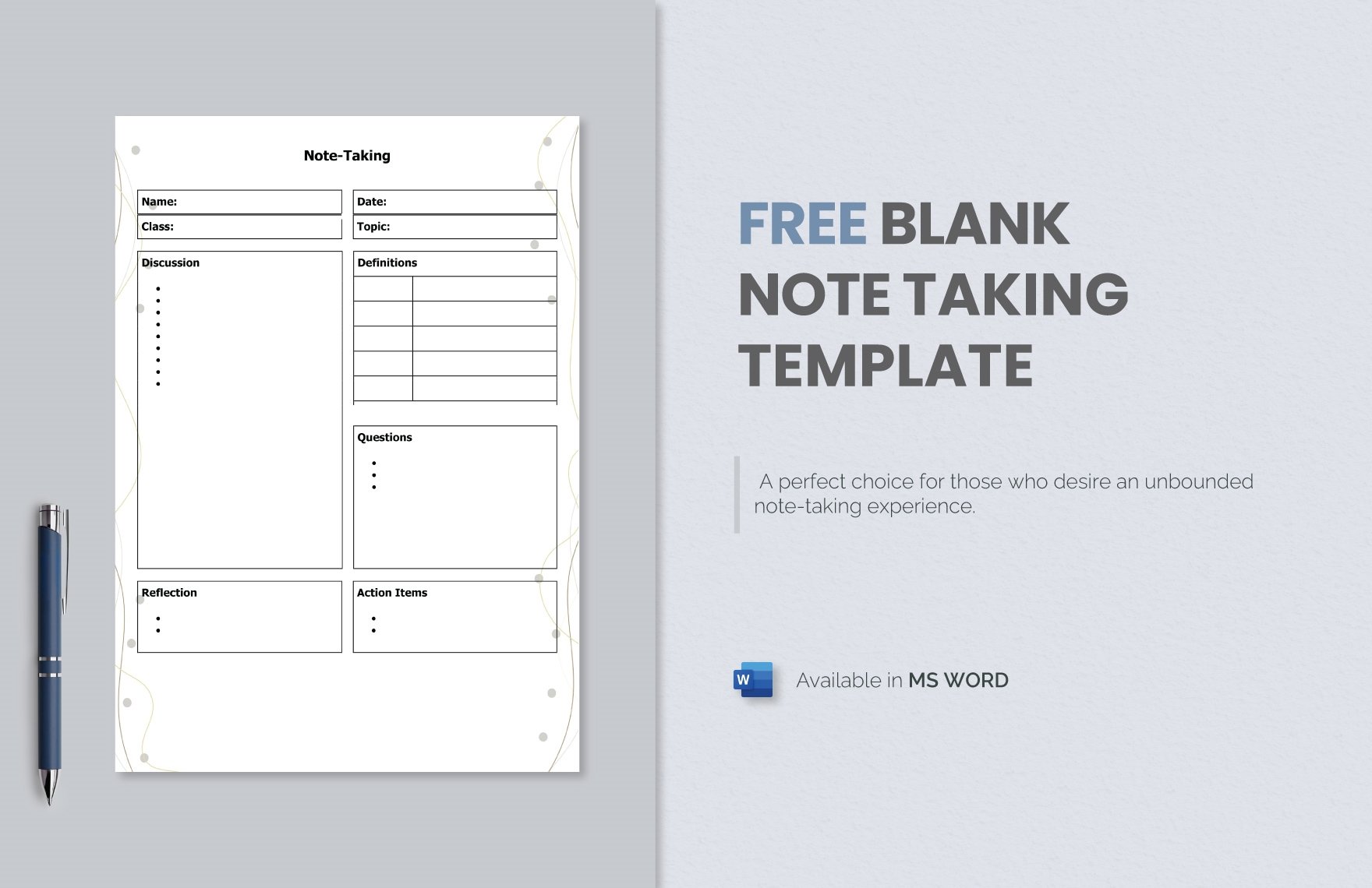 Free Blank Note Taking Template in Word, PDF