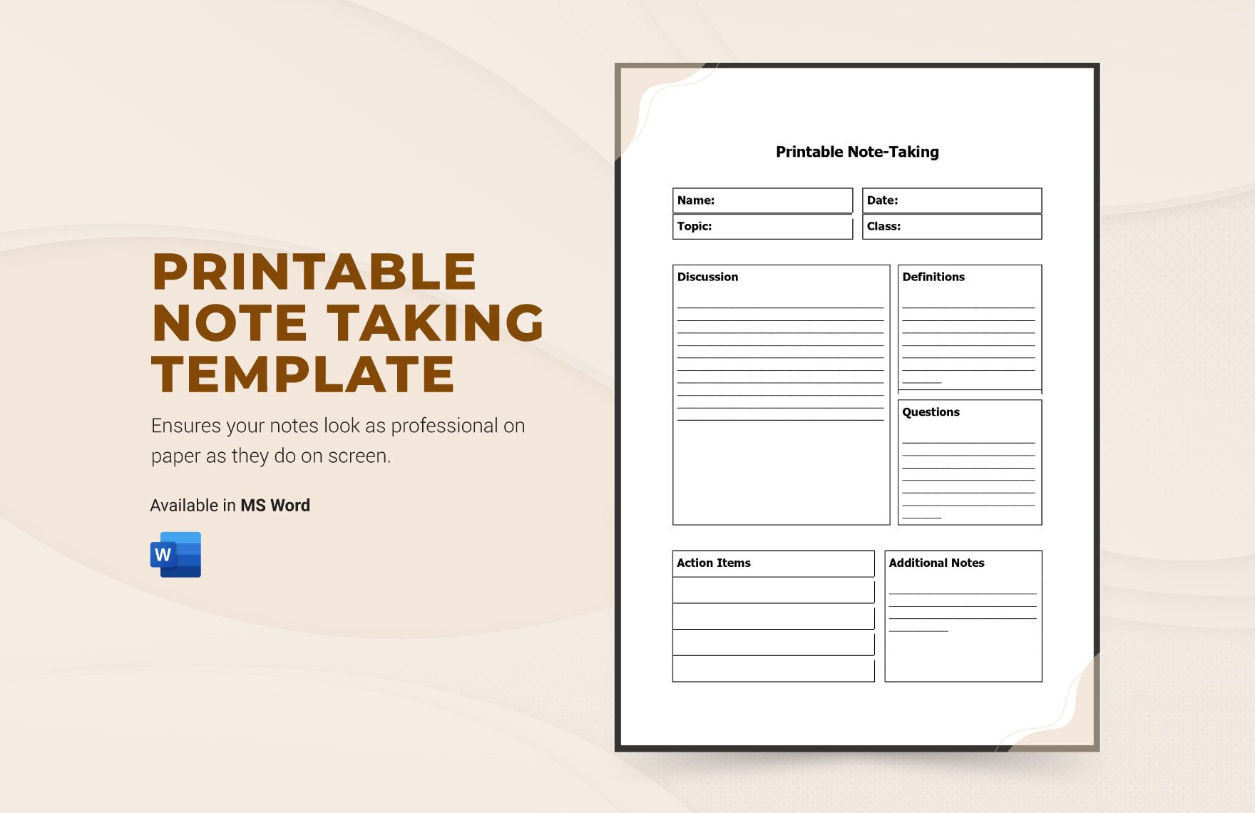 Printable Note Taking Template