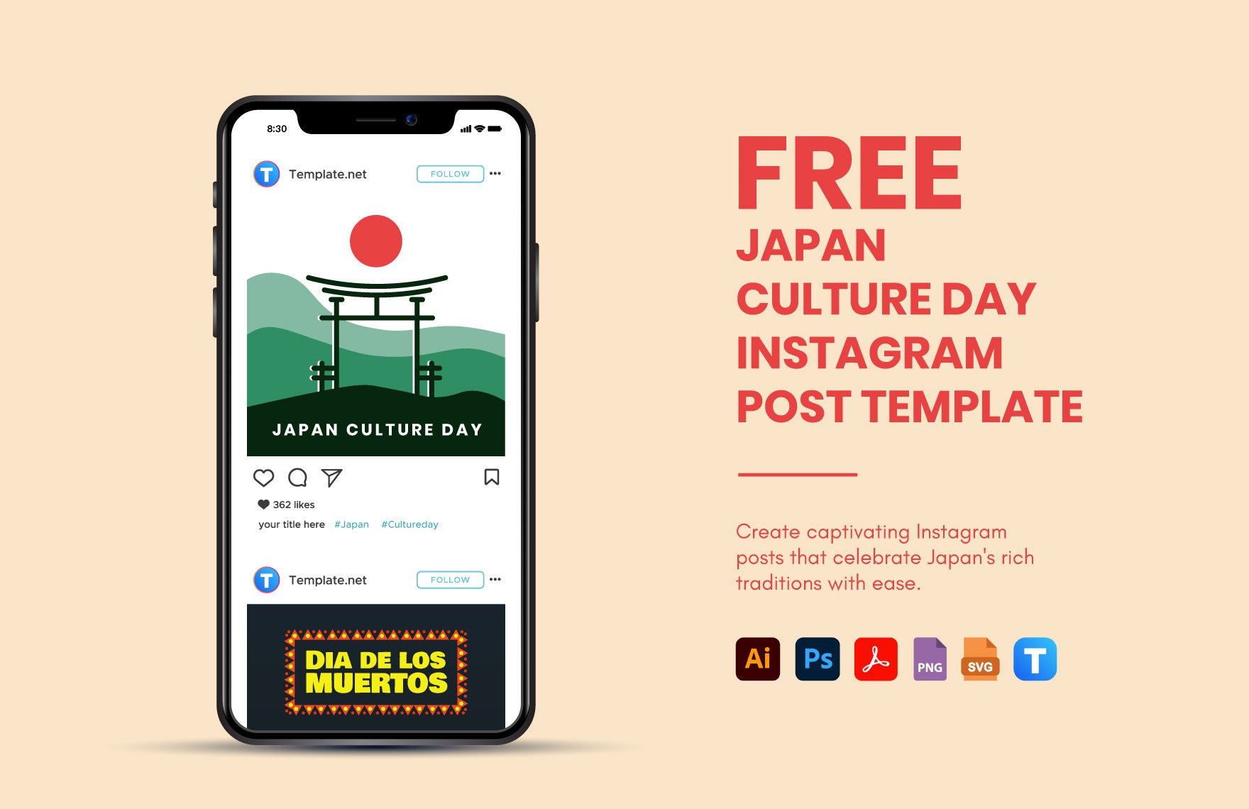 Free Japan Culture Day Instagram Post Template in PDF, Illustrator, PSD, SVG, PNG