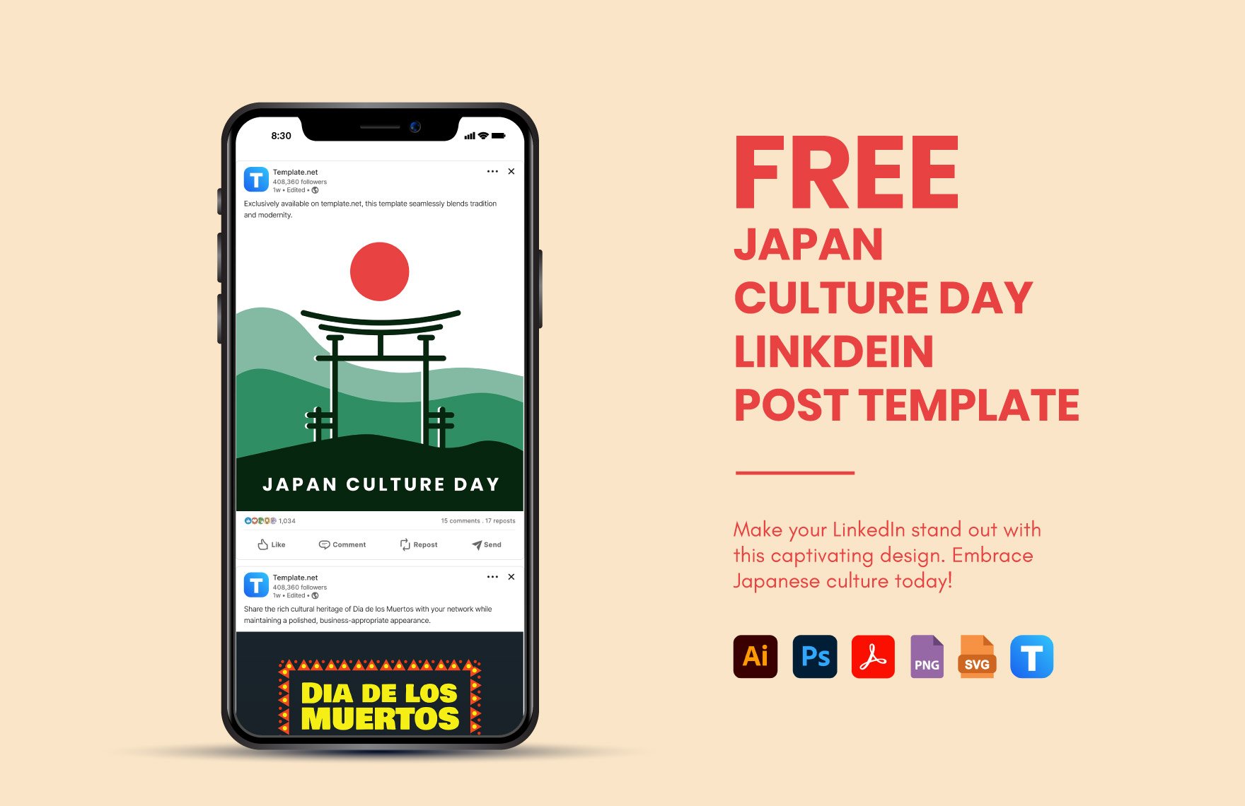 Free Japan Culture Day LinkedIn Post Template in PDF, Illustrator, PSD, SVG, PNG