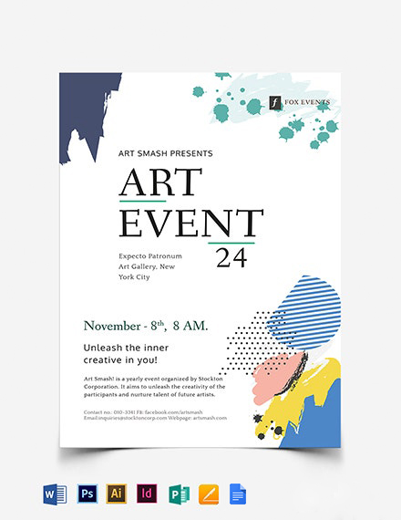 Art Event Flyer Template Word Doc Psd Indesign Apple Mac Pages Google Docs Illustrator Publisher