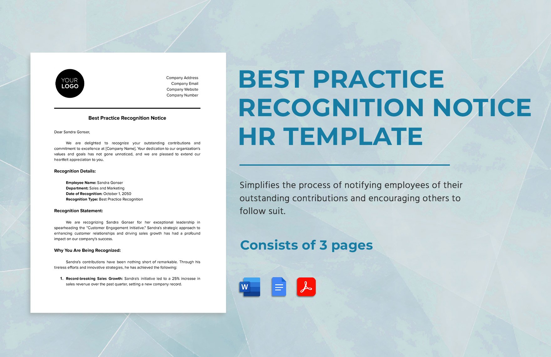 Best Practice Recognition Notice HR Template in Word, Google Docs, PDF