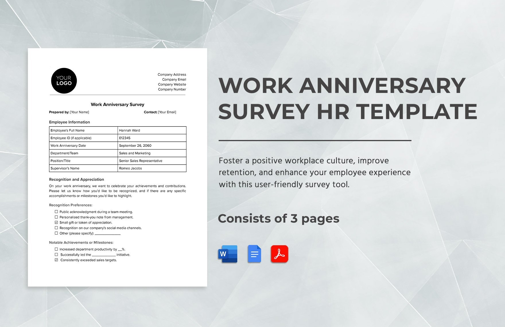 Work Anniversary Survey HR Template