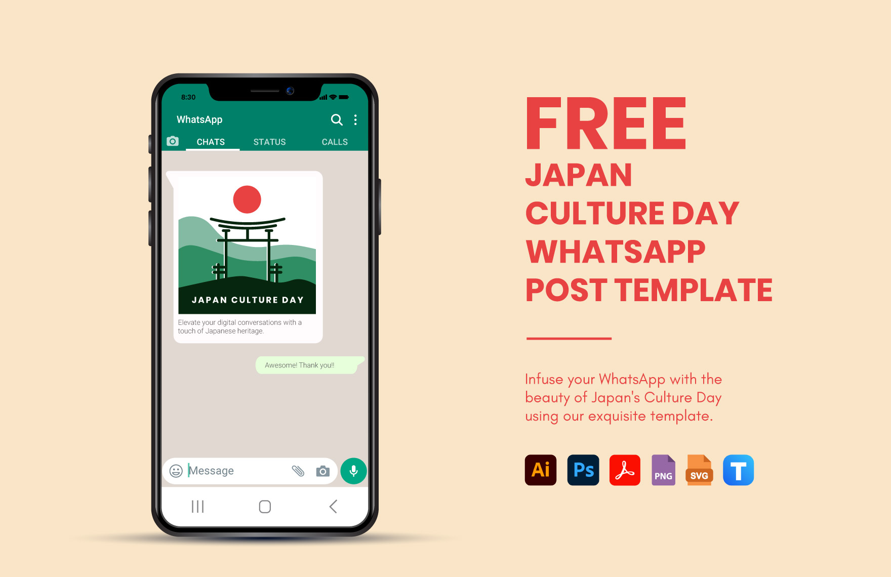 Free Japan Culture Day WhatsApp Post Template in PDF, Illustrator, PSD, SVG, PNG
